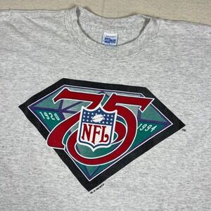 Salem Sportswear NFL 75th Anniversary‎ Diamond T Shirt Large Mens Gray 1920 1994